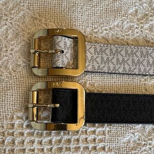 Set of Two Michael Kors Belts with Gold Buckles
